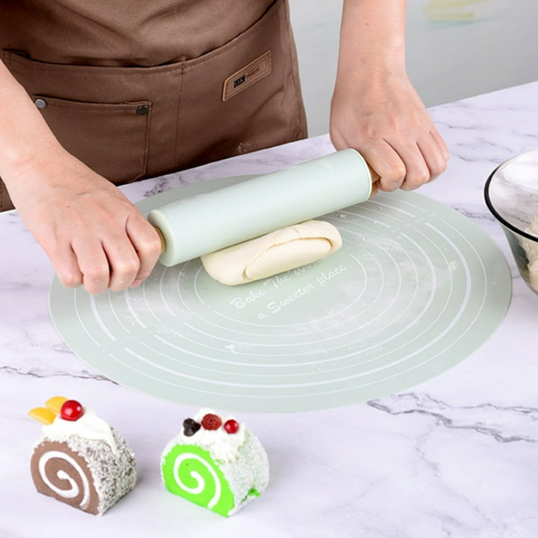 Silicone Dough Mat With Rolling Pin Set, Non-Slip Baking Mat For Pizza Dough, Extra Thick Non-Stick Kneading Mat Set Silicone Dough Mat With Rolling Pin Set, Non-Slip Baking Mat For Pizza Dough, Extra Thick Non-Stick Kneading Mat Set